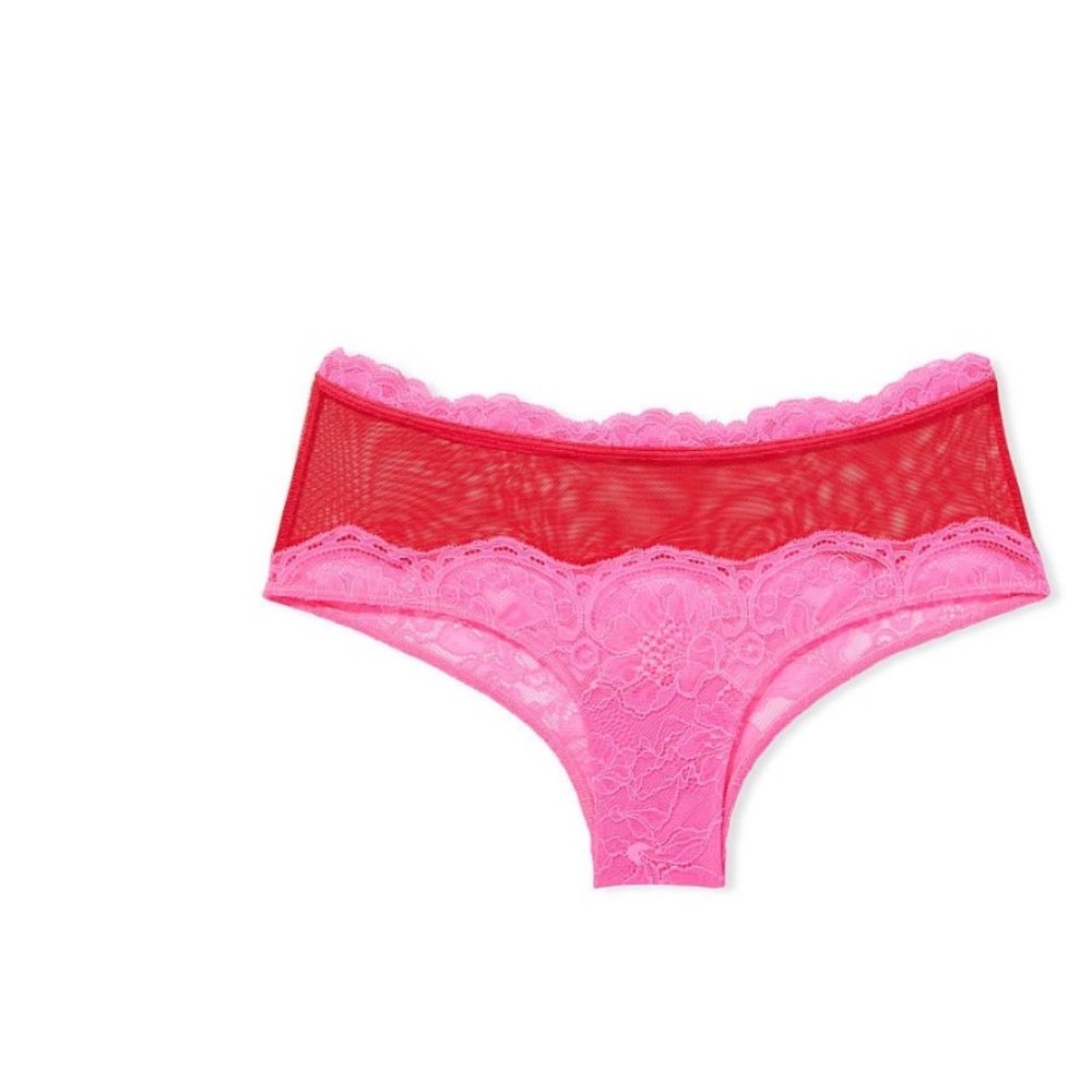 VS Very Sexy Lace & Mesh Cheeky Bikini Pink Panty Small